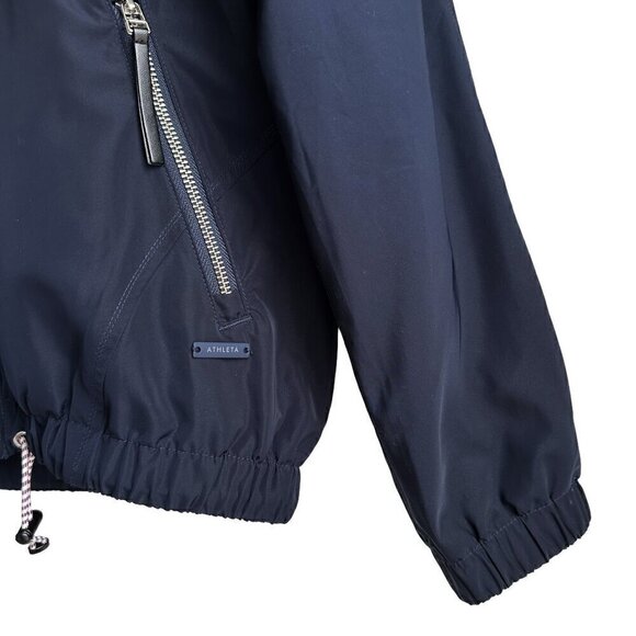 ATHLETA Chill Bomber Jacket - Sporty Drawstring Navy Blue - Picture 13 of 16